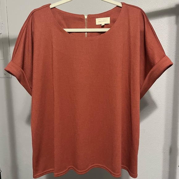 MELLODAY Tops - Melloday (Nordstrom) Terracotta Zipper Back Top